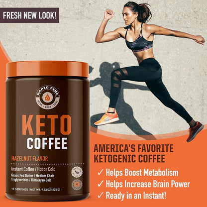 Rapidfire Ketogenic Fair Trade Instant Keto Coffee Mix Supports Energy Metabolism Weight Loss Ketogenic Diet Canister 15 servings, Original, 7.93 Ounce