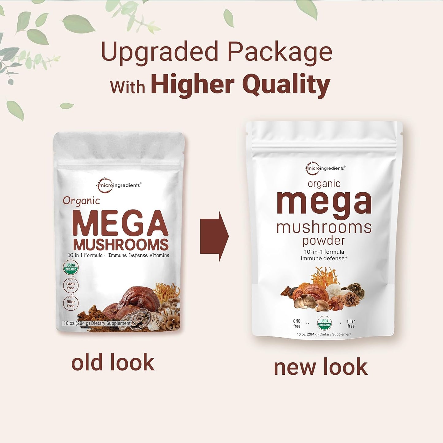 Micro Ingredients Organic Mega Mushroom Powder,10 Ounce (284 Days Supply) | 10 in 1 Complex Formula for Immune System Booster | Chaga, Lions Mane, Cordyceps, Reishi & More | Filler Free, Vegan