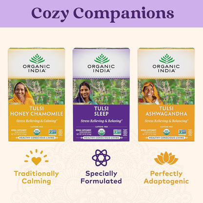 ORGANIC INDIA Tulsi Moringa Tea Bags - Holy Basil, Lemongrass, Moringa Leaves, Stress Relieving & Nourishing, Immune Support Tea, Vegan, Certified Organic, Caffeine-Free - 18 Infusion Bags, 6 Pack