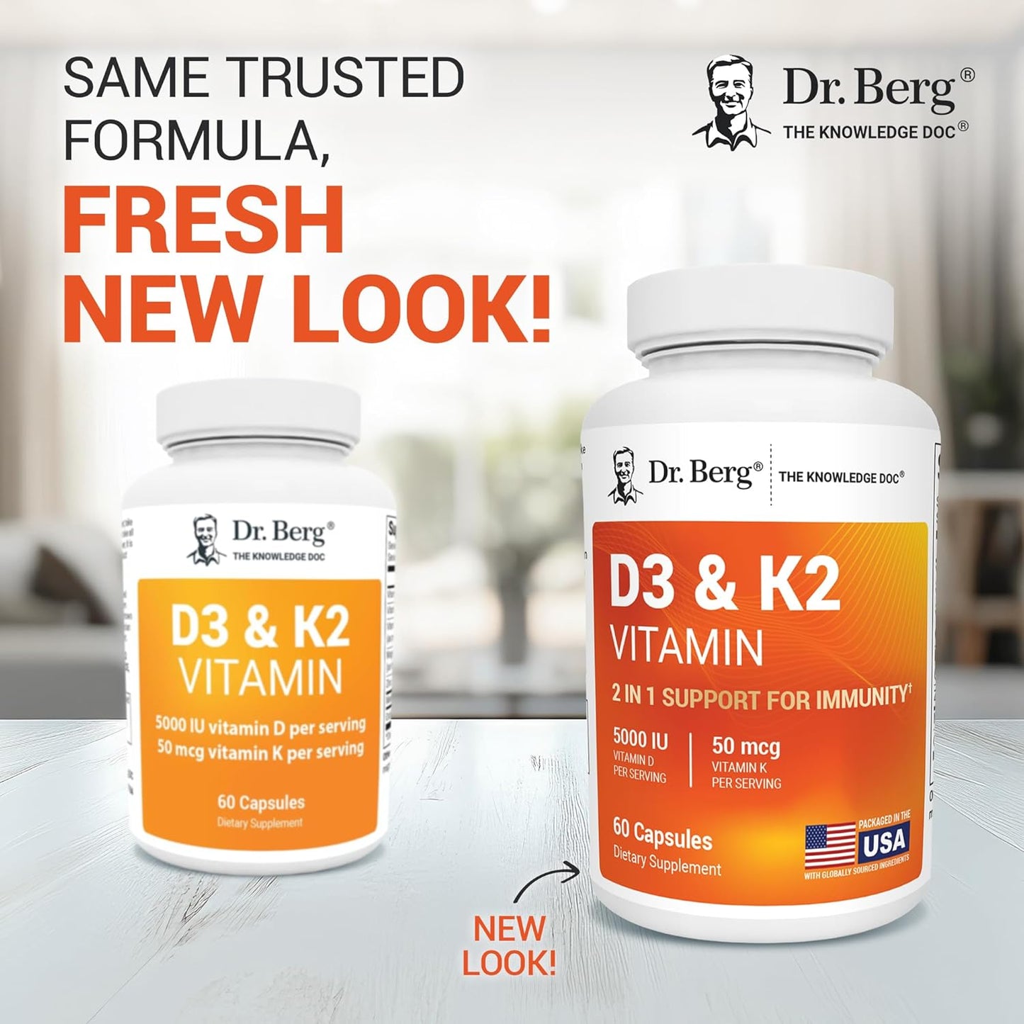 Dr. Berg's Vitamin D3 K2 w/MCT Oil - Includes 5,000 IU of Vitamin D3, 50 mcg MK7 Vitamin K2, Purified Bile Salts, Zinc & Magnesium for Ultimate Absorption - K2 D3 Vitamin Supplement - 60 Capsules
