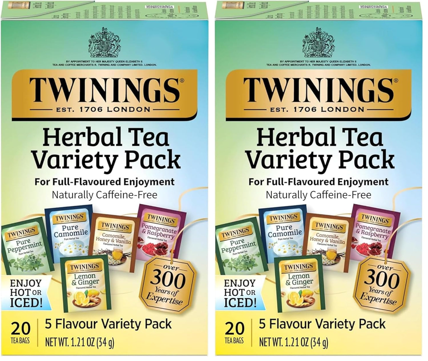 Twinings Mango & Pineapple Herbal Tea Individually Wrapped Bags, 20 Count (Pack of 6), Naturally Caffeine-Free, Enjoy Hot or Iced, 120 Teabags