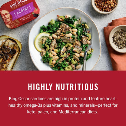 King Oscar Sardines in Water, 4.23 Ounce Cans (Pack of 1( Packaging May Vary), Skinless & Boneless, Wild Caught Canned Sardines, Low Sodium