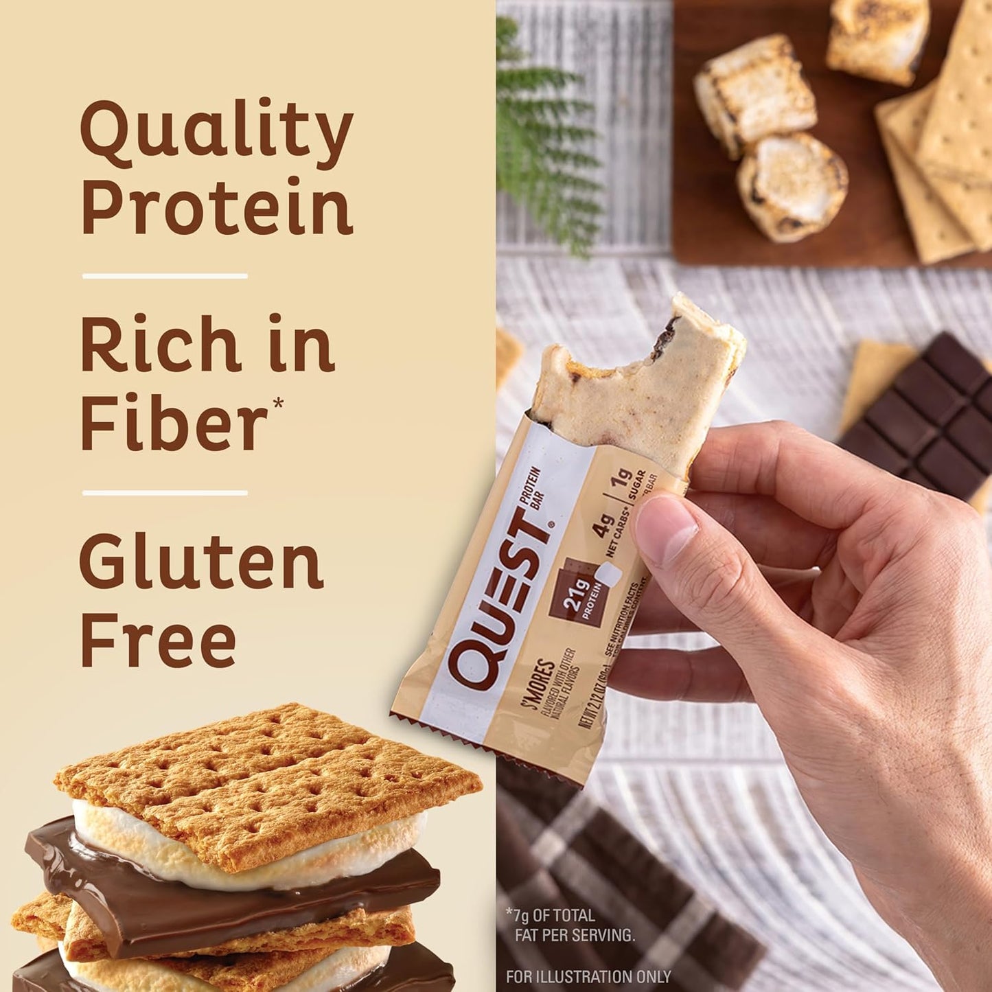 Quest Nutrition Apple Pie Protein Bar, 20g Protein, 4g Net Carbs, 2g Sugar, Gluten Free, Keto Friendly, 12 Count