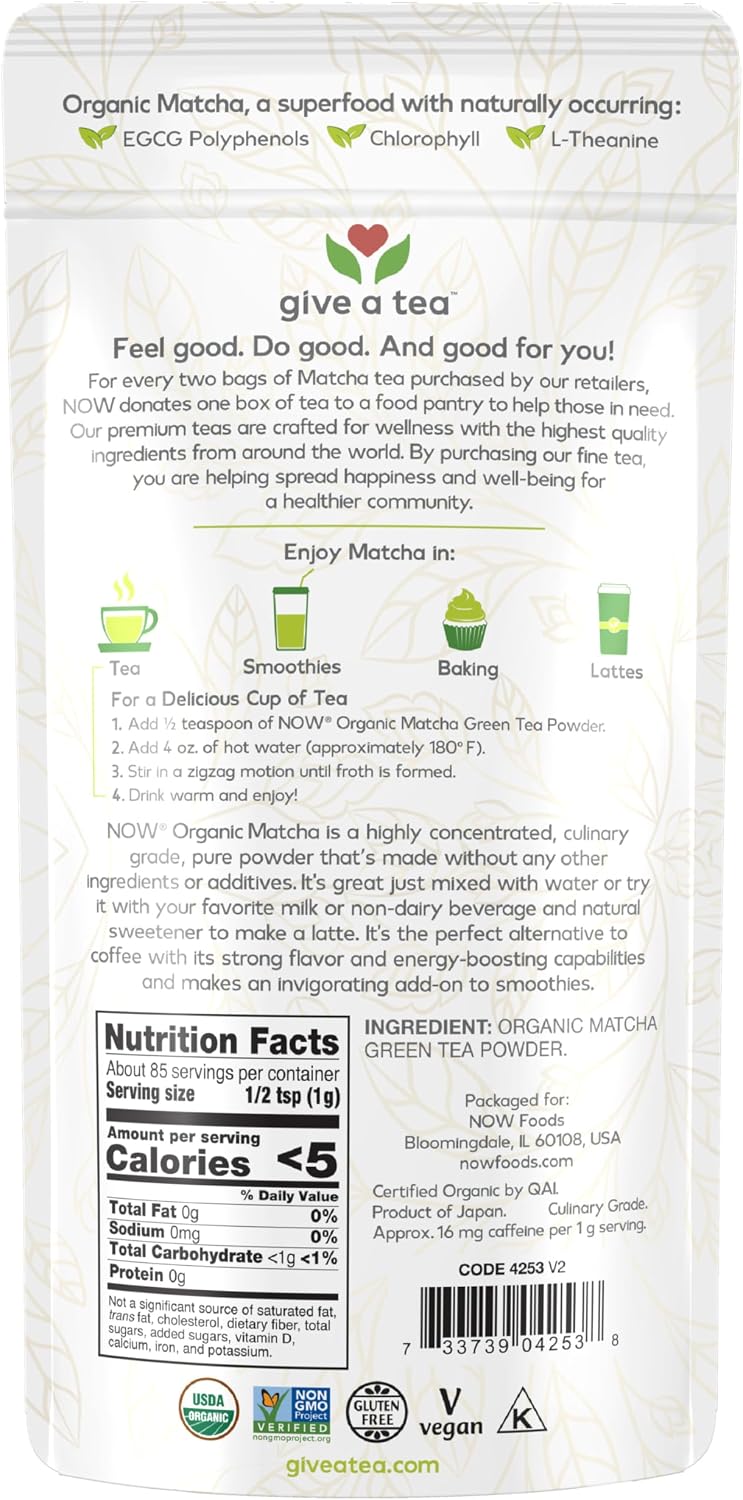 NOW Foods - Real Tea Organic Matcha Green Tea Powder - 3 oz.