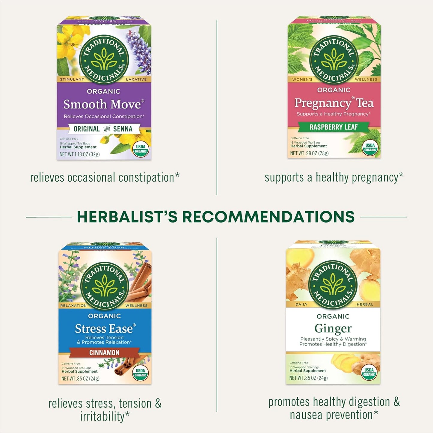 Traditional Medicinals Tea, Organic Healthy Cycle, Supports Healthy Menstrual Cycles, Includes Spearmint,16 Tea Bags