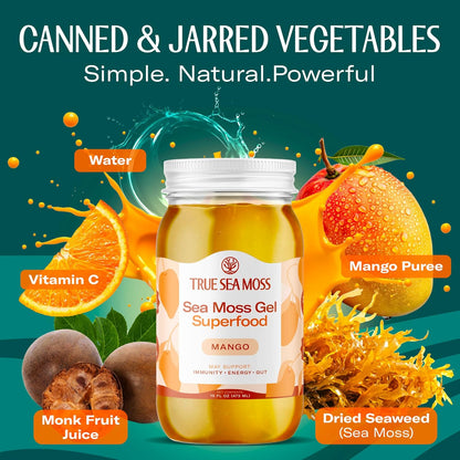 TrueSeaMoss Sea Moss Gel – Made in USA – Wildcrafted Seamoss, Dried Seaweed & Jarred Vegetables – Original, Pack of 1 (Labels may Vary)