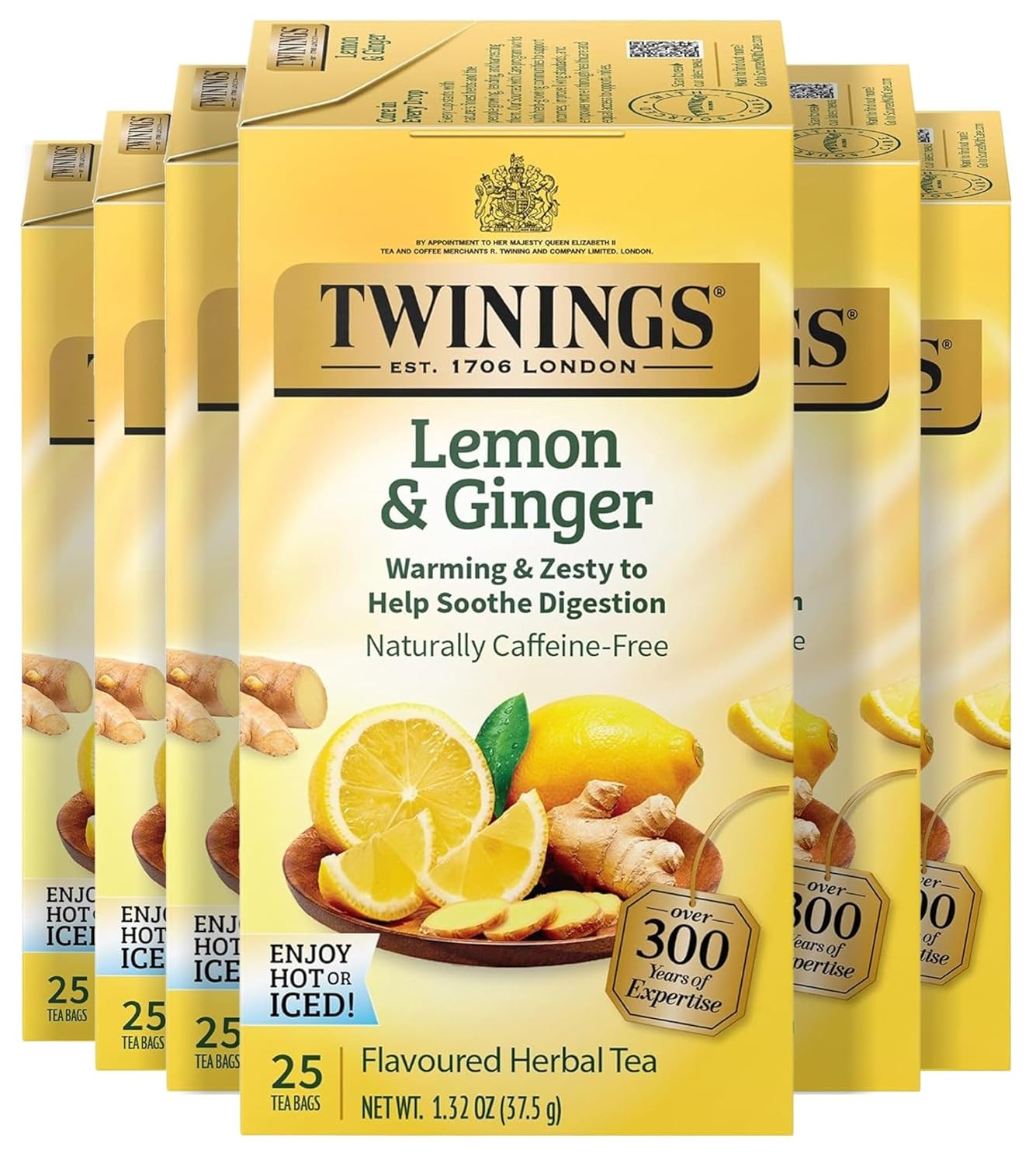 Twinings Mango & Pineapple Herbal Tea Individually Wrapped Bags, 20 Count (Pack of 6), Naturally Caffeine-Free, Enjoy Hot or Iced, 120 Teabags