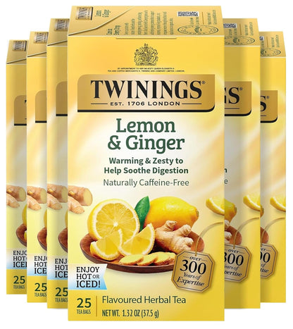 Twinings Mango & Pineapple Herbal Tea Individually Wrapped Bags, 20 Count (Pack of 6), Naturally Caffeine-Free, Enjoy Hot or Iced, 120 Teabags