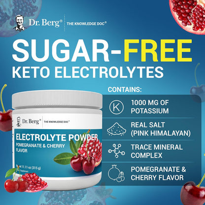 Dr. Berg Zero Sugar Hydration Keto Electrolyte Powder - Enhanced w/ 1000 mg of Potassium & Real Pink Himalayan Salt (NOT Table Salt) - Lemonade Flavor Hydration Drink Mix Supplement - 100 Servings