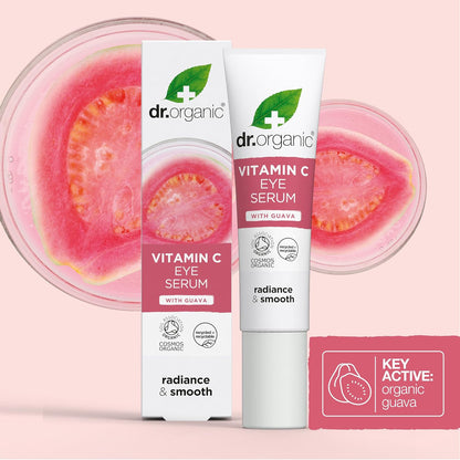 Dr Organic Guava Eye Serum, Vitamin C, Brightening, for Men and Women, Natural, Vegan, Cruelty Free, Paraben & SLS Free, Certified Organic, 15 ml