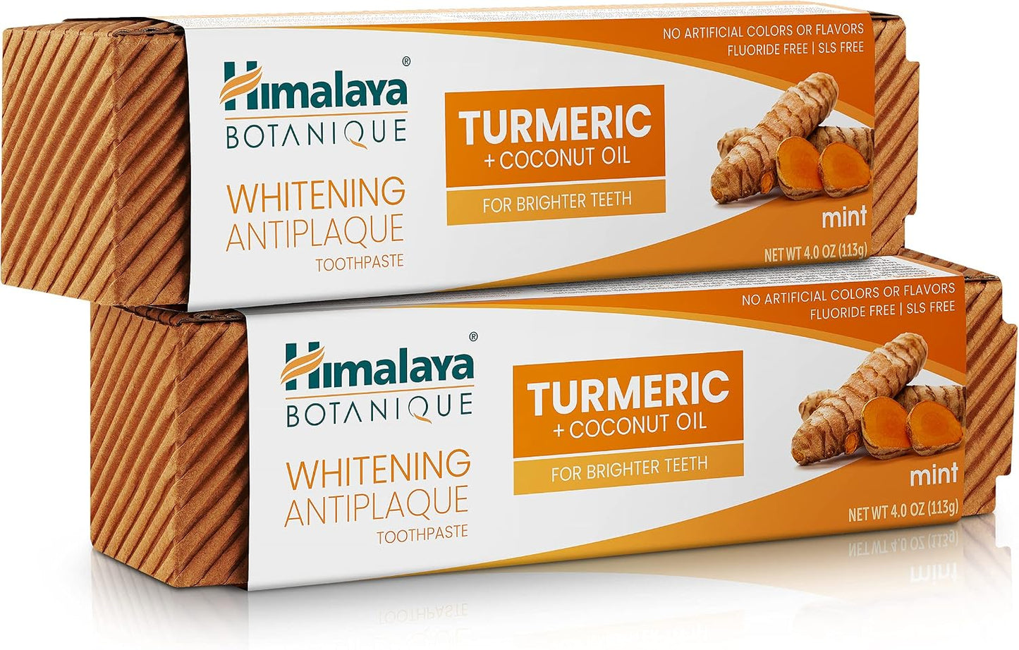Himalaya Botanique Turmeric Whitening Antiplaque Toothpaste, Mint, 2 Pack