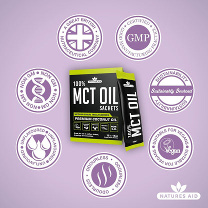 Natures Aid 100 Percent MCT Oil, Premium Coconut Oil, Sustainably Sourced, Add to Coffees or Shakes, Vegan, 500 ml