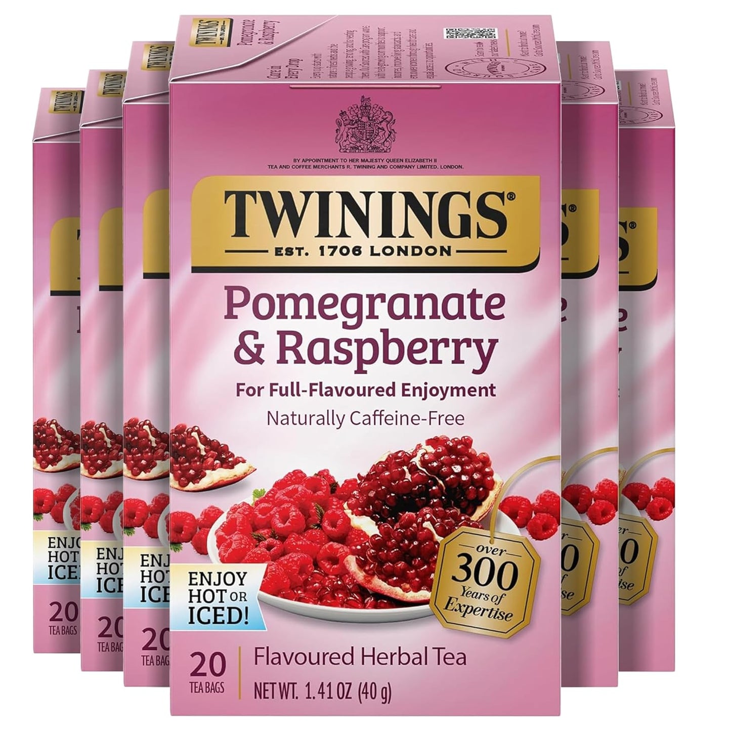 Twinings Wild Berries Herbal Tea Individually Wrapped Bags, 20 Count (Pack of 1), Full-Flavoured, Naturally Caffeine-Free, Enjoy Hot or Iced, 20 Teabags