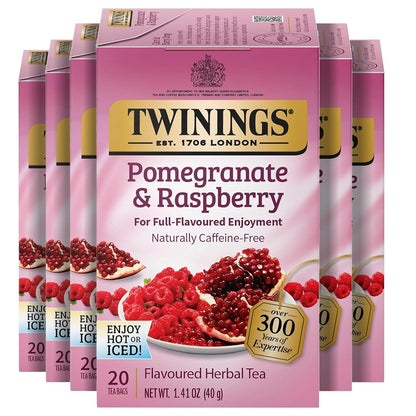 Twinings Wild Berries Herbal Tea Individually Wrapped Bags, 20 Count (Pack of 1), Full-Flavoured, Naturally Caffeine-Free, Enjoy Hot or Iced, 20 Teabags