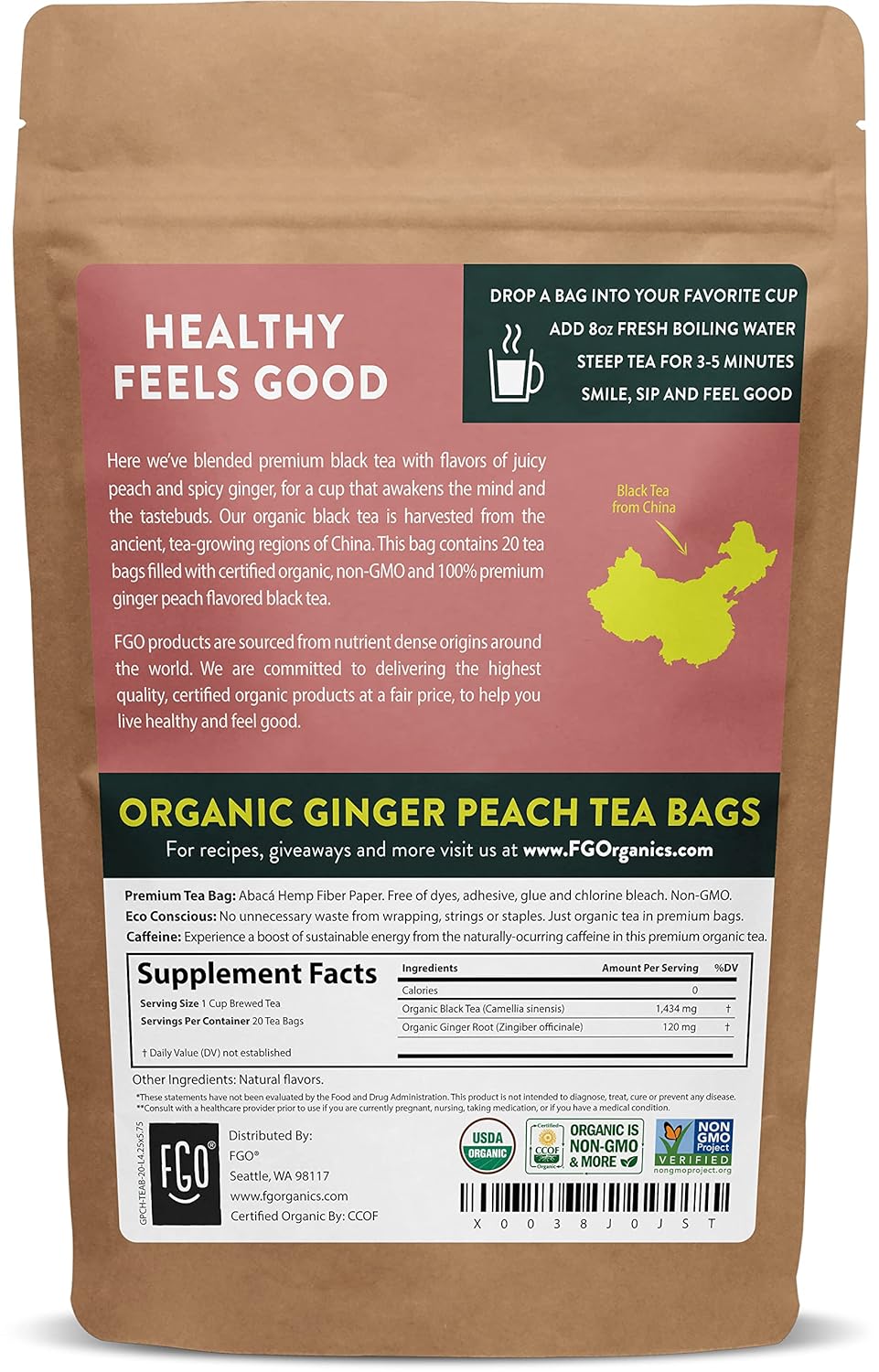 FGO Organic White Tea, Eco-Conscious Tea Bags, Packaging May Vary, 100 Count (Pack of 1)