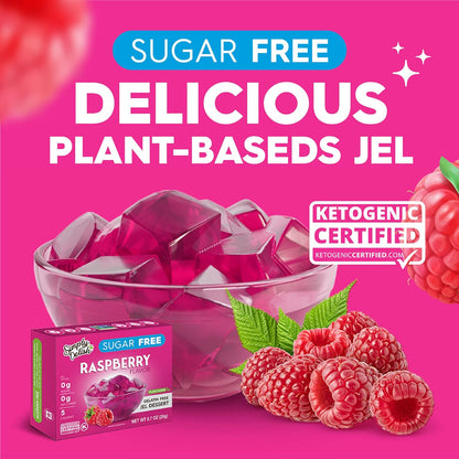 Simply Delish Natural Raspberry Jel Dessert - Sugar Free, Non GMO, Gluten Free, Fat Free, Lactose Free, Keto Friendly - 0.7 OZ (1)