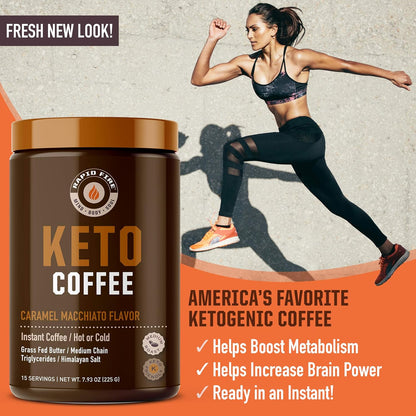 Rapidfire Ketogenic Fair Trade Instant Keto Coffee Mix Supports Energy Metabolism Weight Loss Ketogenic Diet Canister 15 servings, Original, 7.93 Ounce