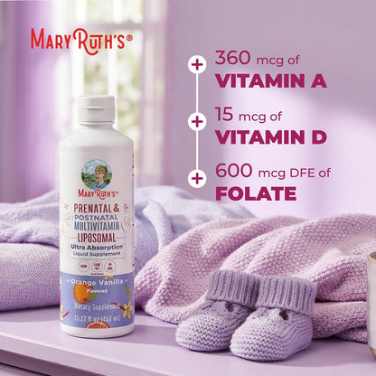MaryRuth Organics Prenatal & Postnatal Multivitamin for Women | Sugar Free | Formulated for Pre-Conception, Pregnancy & Nursing | Vegan | Non-GMO | Gluten Free | 15.22oz