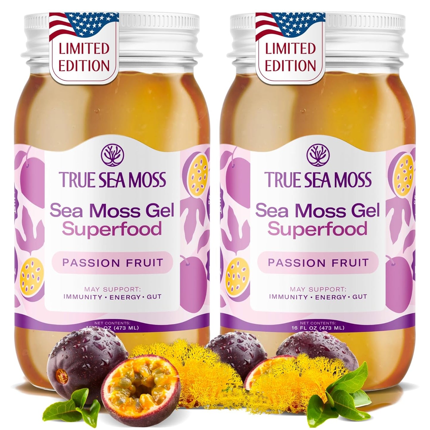 TrueSeaMoss Sea Moss Gel – Limited Edition – Made in USA – Wildcrafted Seamoss, Fresh Fruits & Sea Vegetables – Cherry, Pack of 1 (Labels May Vary)