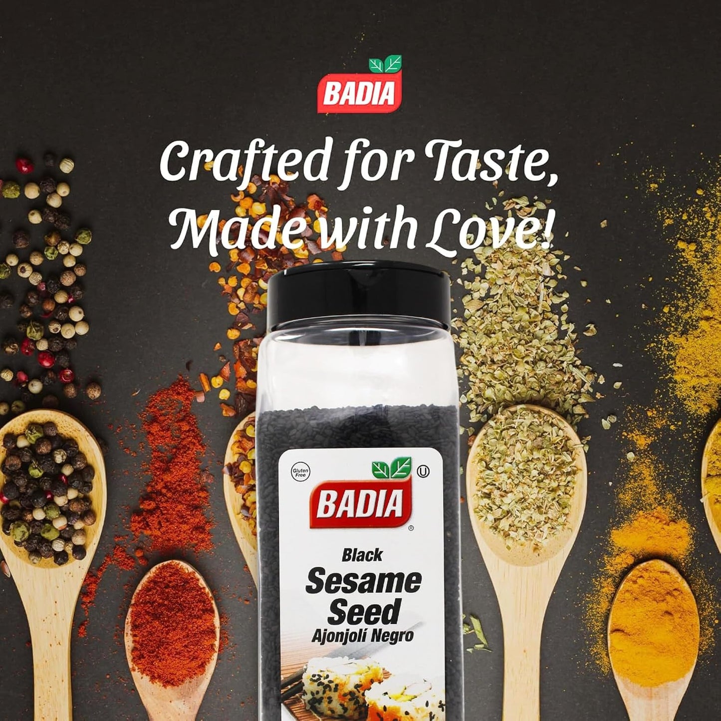 Badia Black Sesame Seed, 16 oz – Whole Black Sesame Seeds for Cooking