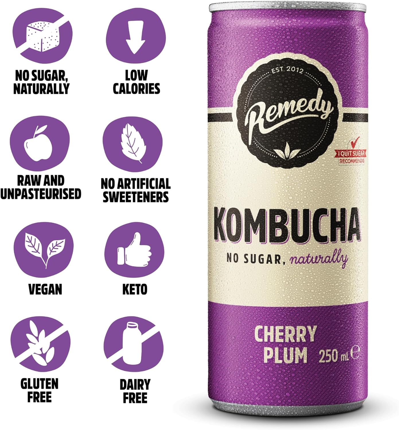 Remedy Natural Energy Drink - Tropical Twist - Natural Caffeine - Sugar Free & Low Calorie - Kombucha Energy Drink with Probiotics for Gut Health - 250ml