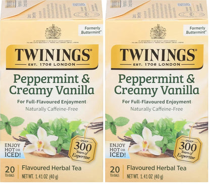 Twinings Mango & Pineapple Herbal Tea Individually Wrapped Bags, 20 Count (Pack of 6), Naturally Caffeine-Free, Enjoy Hot or Iced, 120 Teabags