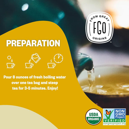 FGO Organic Nettle Leaf Tea, 100 Count, Eco-Conscious Tea Bags, Caffeine Free, Resealable Bag, Packaging May Vary (Pack of 1)