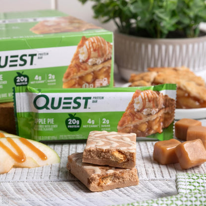 Quest Nutrition Apple Pie Protein Bar, 20g Protein, 4g Net Carbs, 2g Sugar, Gluten Free, Keto Friendly, 12 Count