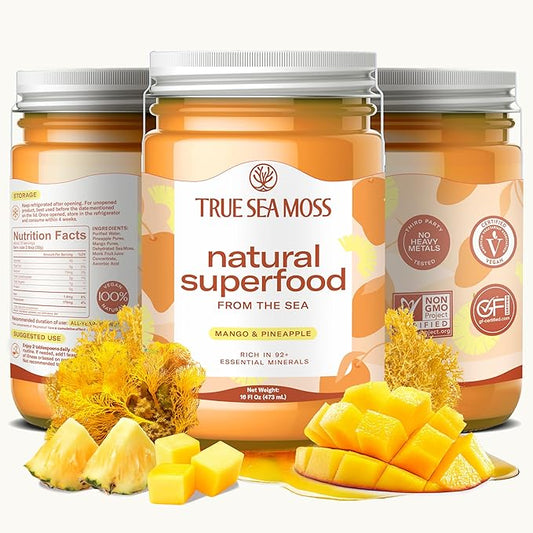 Wildcrafted Irish Sea Moss Gel - Seamoss, Gut Health & Antioxidant Supports - Made in USA (Mango/Pineapple, Pack of 1)