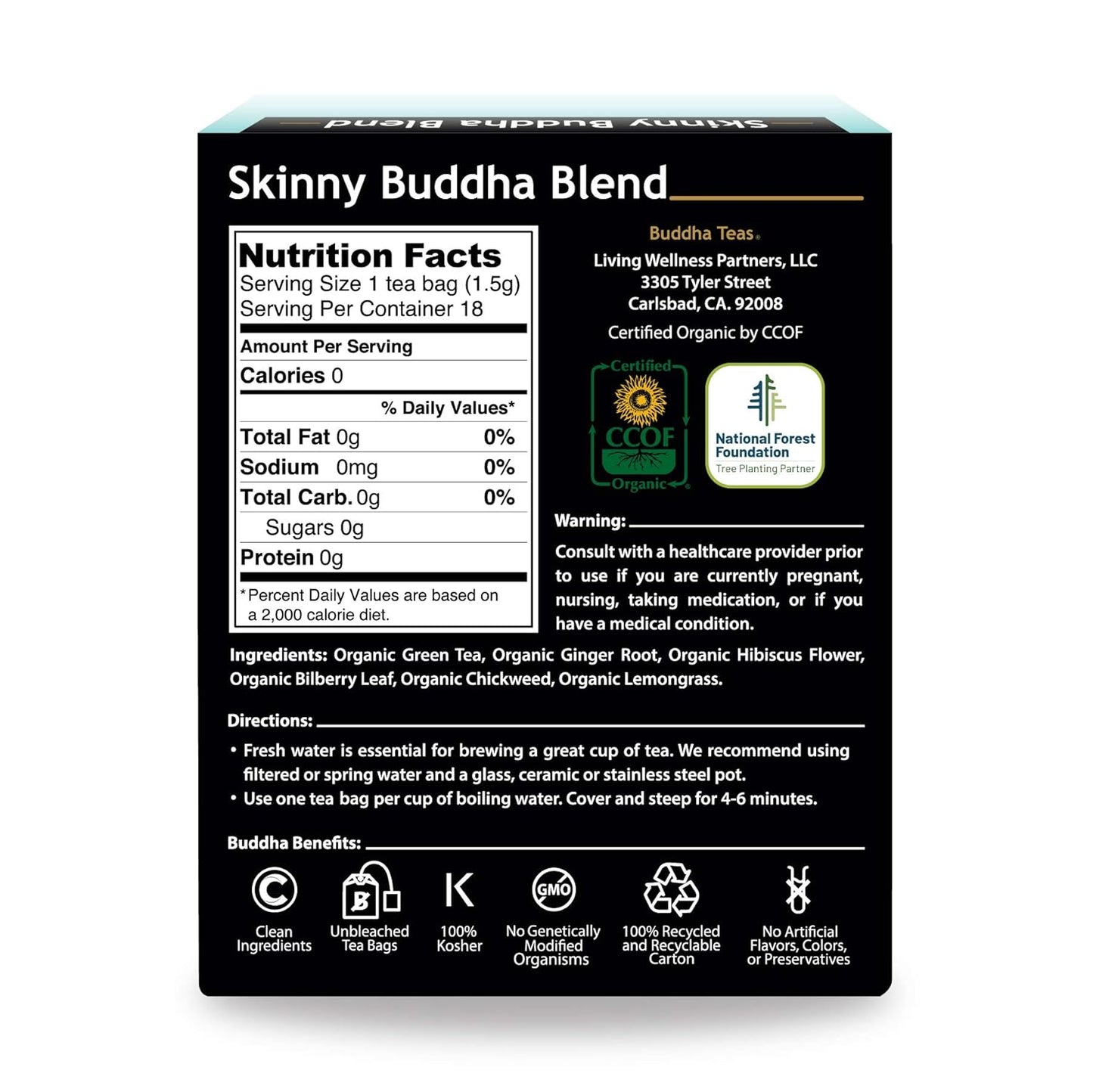 Buddha Teas - Chaga Tea - Organic Herbal Tea - For Cognitive Balance & Overall Health - With Chaga Mushroom, Antioxidants & B Vitamins - Caffeine Free - OU Kosher - 18 Tea Bags (Pack of 1)