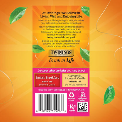Twinings Wild Berries Herbal Tea Individually Wrapped Bags, 20 Count (Pack of 1), Full-Flavoured, Naturally Caffeine-Free, Enjoy Hot or Iced, 20 Teabags