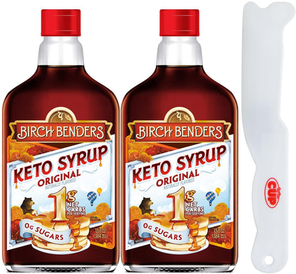 Birch Benders Original Keto Syrup, Gluten Free, Carb-Friendly, 13 fl oz (Pack of 1) with By The Cup Spatula Knife