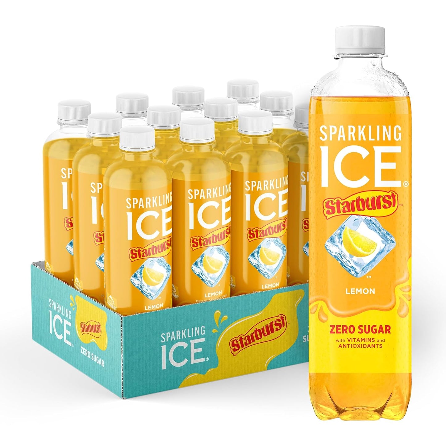 Sparkling Ice STARBURST Red Variety Pack, Zero Sugar Flavored Sparkling Water, Vitamins & Antioxidants, 17 fl oz, 12 count (Kiwi Strawberry, Black Cherry, Starburst Fruit Punch, Starburst Watermelon)