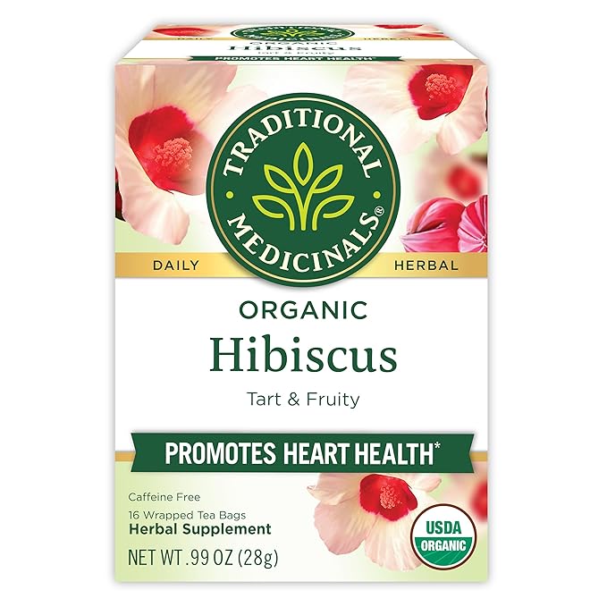 Traditional Medicinals Tea, Organic Hibiscus, Supports Your Cardiovascular System, 16 Tea Bags