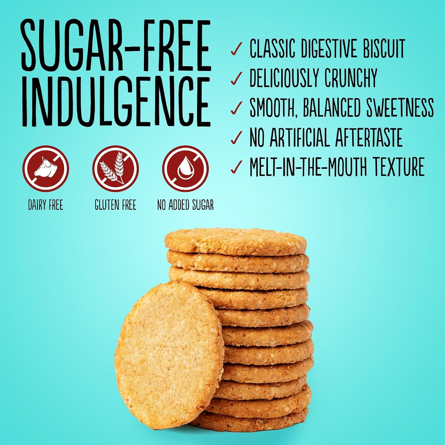 Diablo No Added Sugar Digestive Cookies – Low Sugar Snacks, Cookies Biscuits for All, Sweetened with Maltitol, Ideal for Gifting, Festive Hampers, Holiday Events & Special Occasions – 150g Pack of 1