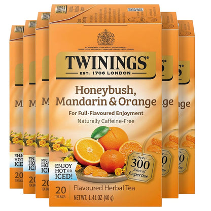 Twinings Mango & Pineapple Herbal Tea Individually Wrapped Bags, 20 Count (Pack of 6), Naturally Caffeine-Free, Enjoy Hot or Iced, 120 Teabags