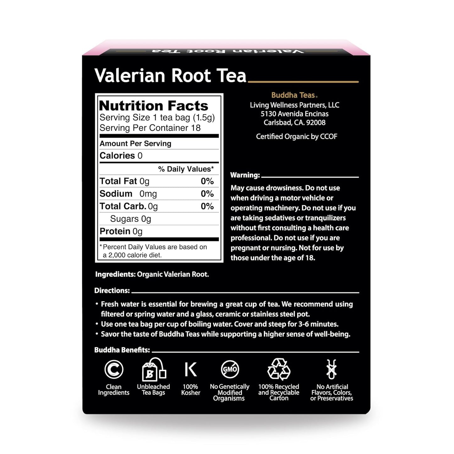 Buddha Teas - Chaga Tea - Organic Herbal Tea - For Cognitive Balance & Overall Health - With Chaga Mushroom, Antioxidants & B Vitamins - Caffeine Free - OU Kosher - 18 Tea Bags (Pack of 1)