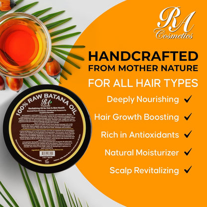 RA COSMETICS 100% Natural Unrefined Batana Hair Oil for Growth, Repair & Strength | 8 oz Nourishing Moisturizer for Damaged Hair from Honduras