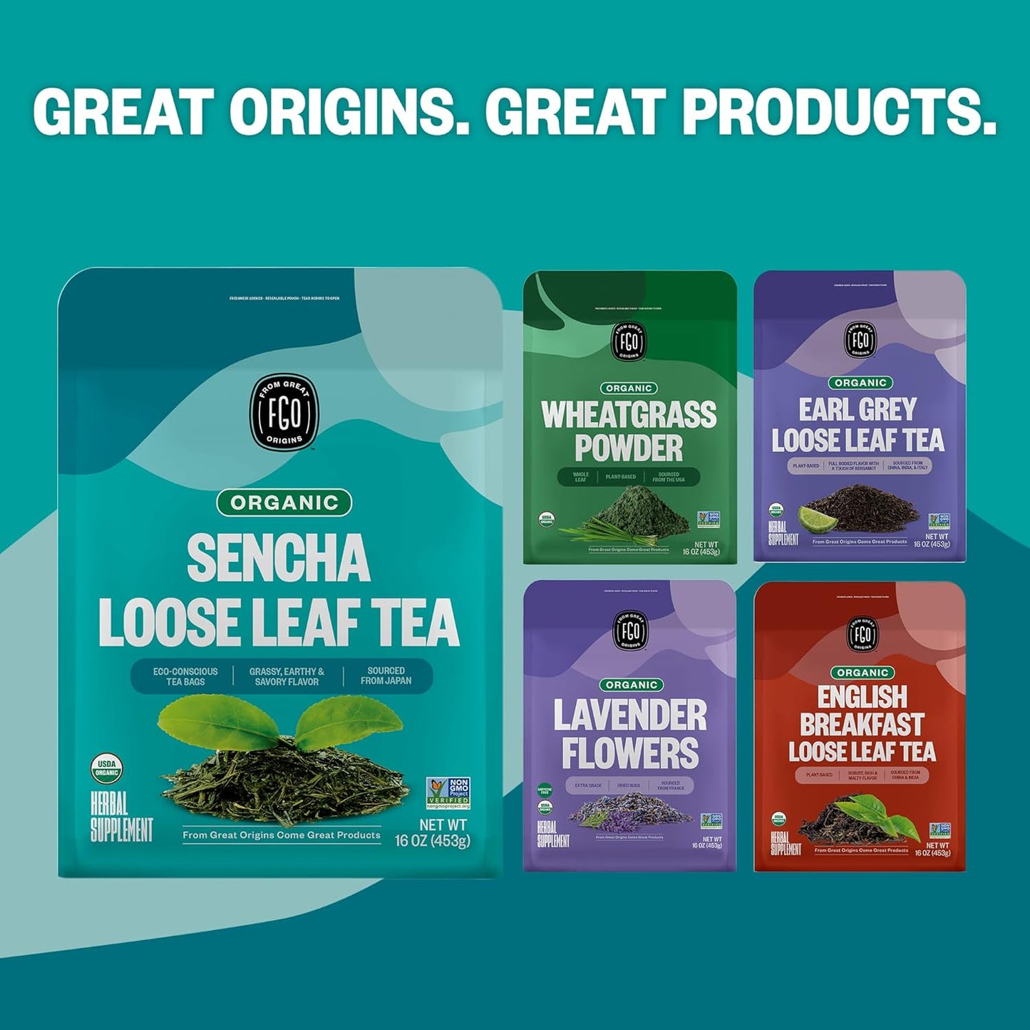 FGO Organic Nettle Leaf Tea, 100 Count, Eco-Conscious Tea Bags, Caffeine Free, Resealable Bag, Packaging May Vary (Pack of 1)