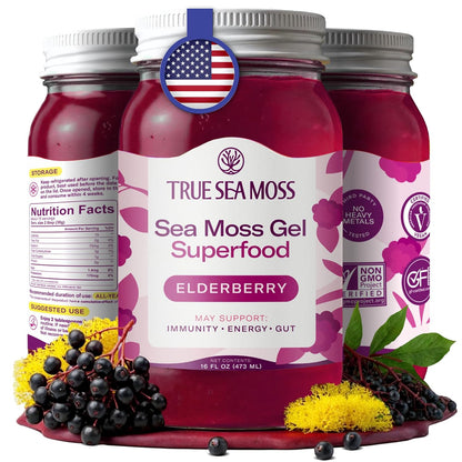 TrueSeaMoss Sea Moss Gel – Made in USA – Wildcrafted Seamoss, Dried Seaweed & Jarred Vegetables – Original, Pack of 1 (Labels may Vary)
