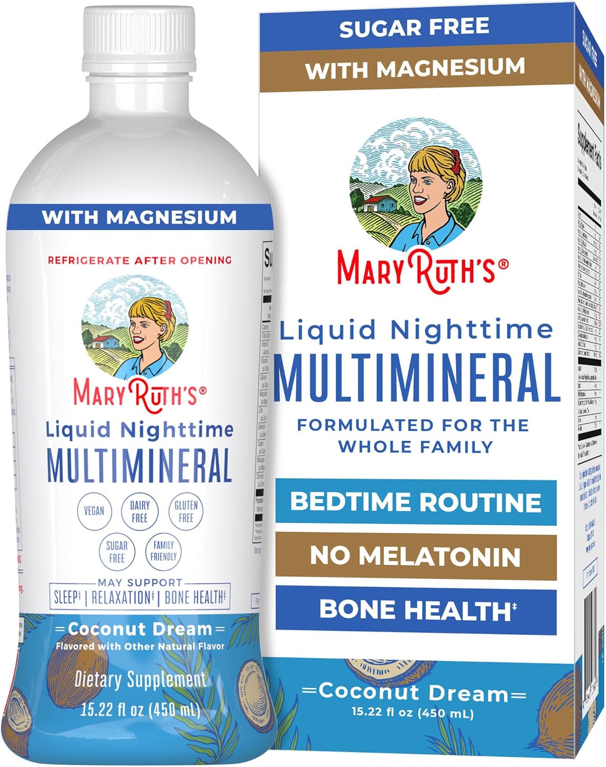 MaryRuth Organics Liquid Nighttime Multimineral | No Melatonin | Bedtime Routine | Magnesium Citrate | Calcium | Zinc | Vitamin D3| Available in 4 Flavors - Vegan | Sugar Free | Gluten Free | 32 Oz
