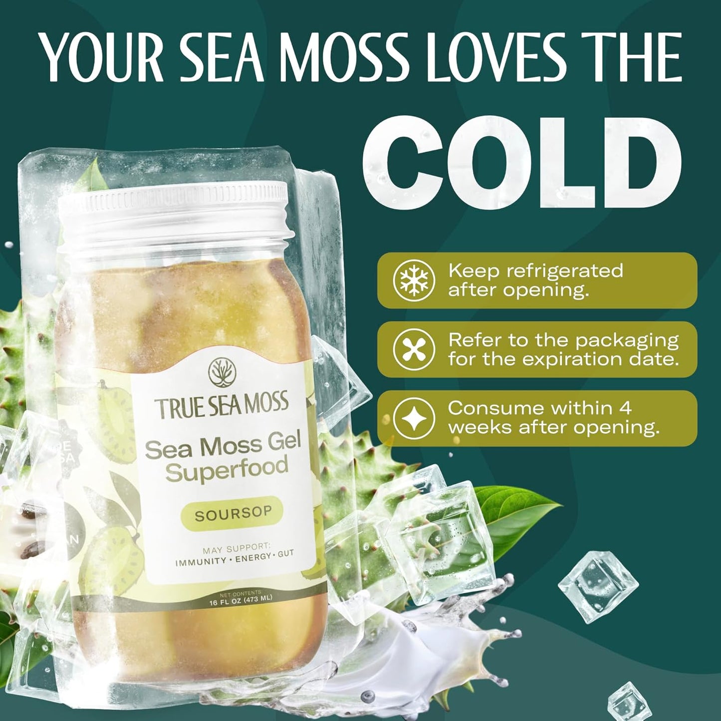 TrueSeaMoss Sea Moss Gel – Limited Edition – Made in USA – Wildcrafted Seamoss, Fresh Fruits & Sea Vegetables – Cherry, Pack of 1 (Labels May Vary)
