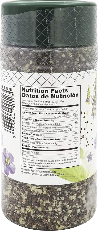Badia Trilogy Health Seed, Flax, Chia, Hemp Seeds Blend, High Fiber Superfood Mix, Omega-3, 21 oz
