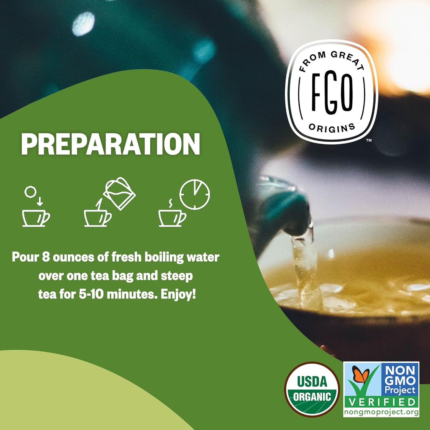 FGO Organic White Tea, Eco-Conscious Tea Bags, Packaging May Vary, 100 Count (Pack of 1)