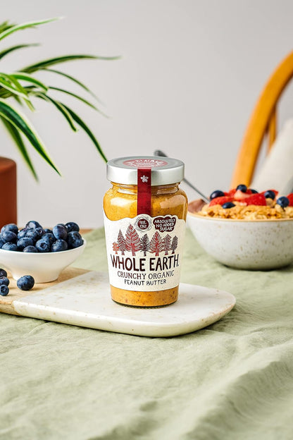 Whole Earth Crunchy Organic Peanut Butter, 340 g Jar, Original Nut Spread Made with All Natural Ingredients, No Added Sugar, Gluten Free, Vegetarian & Vegan Friendly