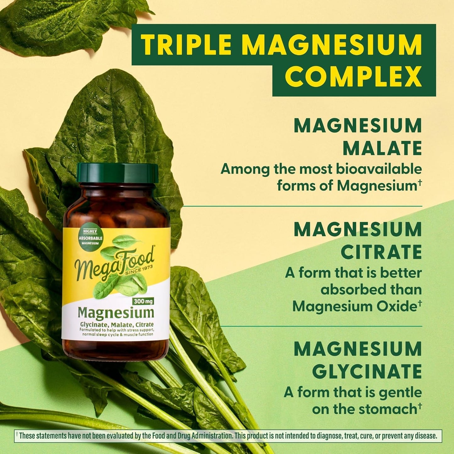 MegaFood Magnesium 300 mg - Highly absorbable Blend of Magnesium Glycinate, Magnesium Citrate & Magnesium Malate to Help Support Heart, Nerve Health and Relaxation - 120 Capsules (60 Servings)