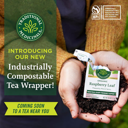 Traditional Medicinals Tea, Organic Raspberry Leaf, Eases Menstrual Cramps, Supports a Healthy Pregnancy, 16 Tea Bags