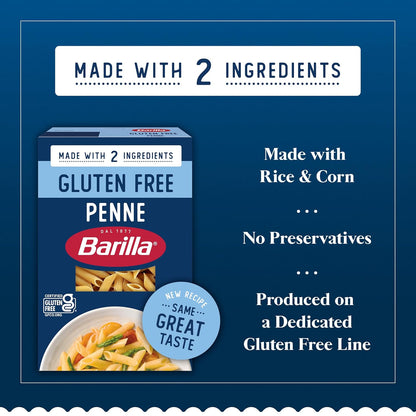 BARILLA Gluten Free Penne Pasta, 12 Ounce - Non-GMO Gluten Free Pasta Made with 2 Ingredients