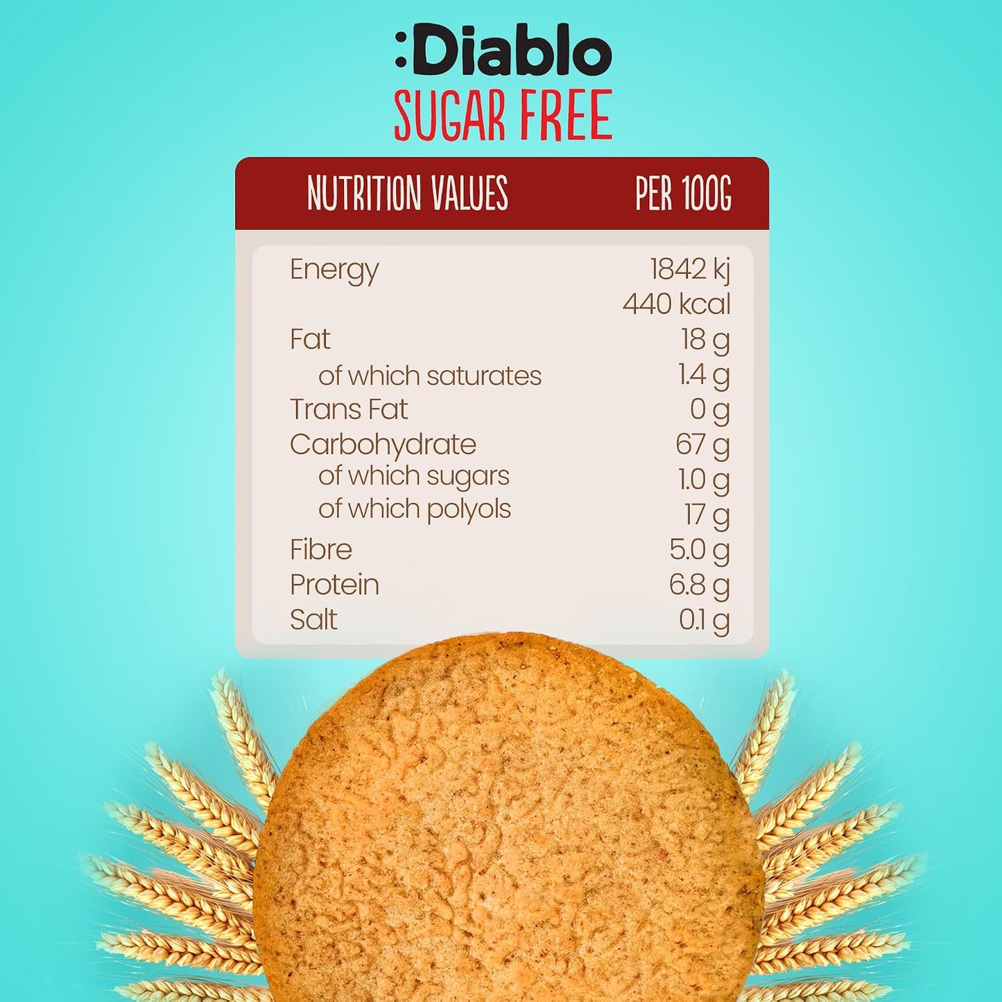 Diablo No Added Sugar Digestive Cookies – Low Sugar Snacks, Cookies Biscuits for All, Sweetened with Maltitol, Ideal for Gifting, Festive Hampers, Holiday Events & Special Occasions – 150g Pack of 1
