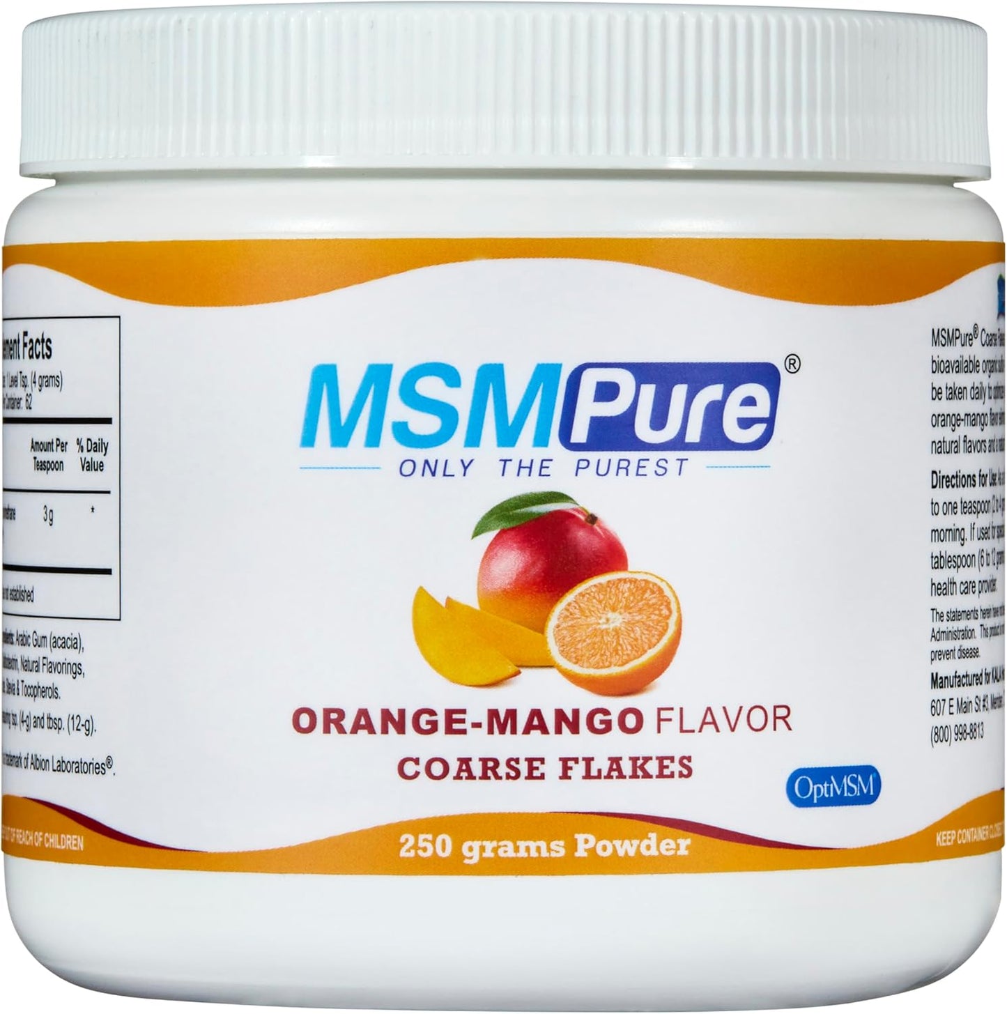 KALA HEALTH MSMPure Lemon Lime Flavored Coarse MSM Powder Flakes – Organic Sulfur for Joint Flexibility, Skin Appearance, and Hair & Nail Support – 8.8 oz, USA Made, Distilled Crystals